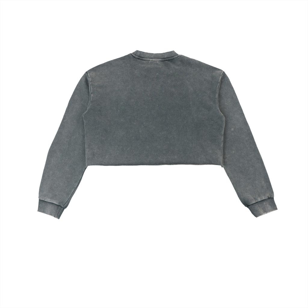 It's ok Snow Washed Raw Edge Cropped Sweatshirt