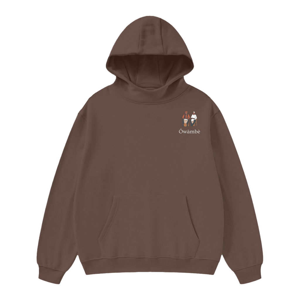 ÓWÀMBÈ High Neck Insulated FOG Solid Color Fleece Hoodie - 385 GSM