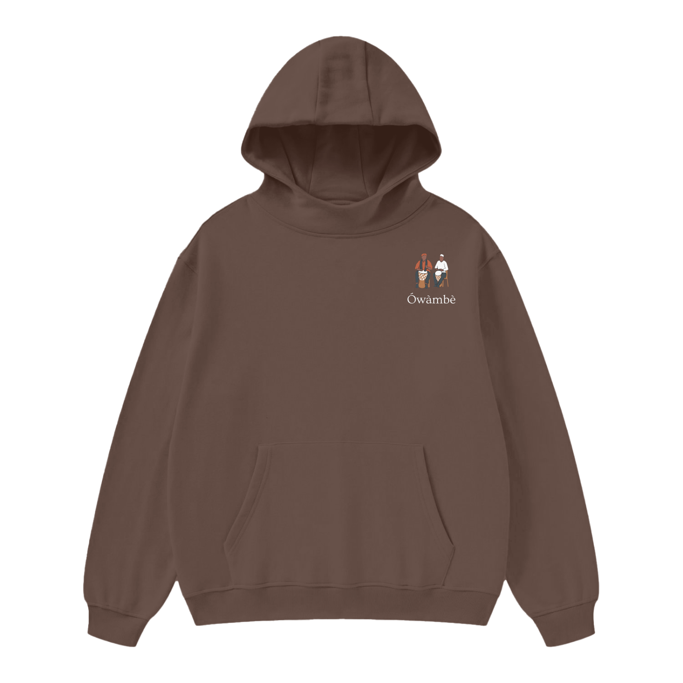 ÓWÀMBÈ High Neck Insulated FOG Solid Color Fleece Hoodie - 385 GSM