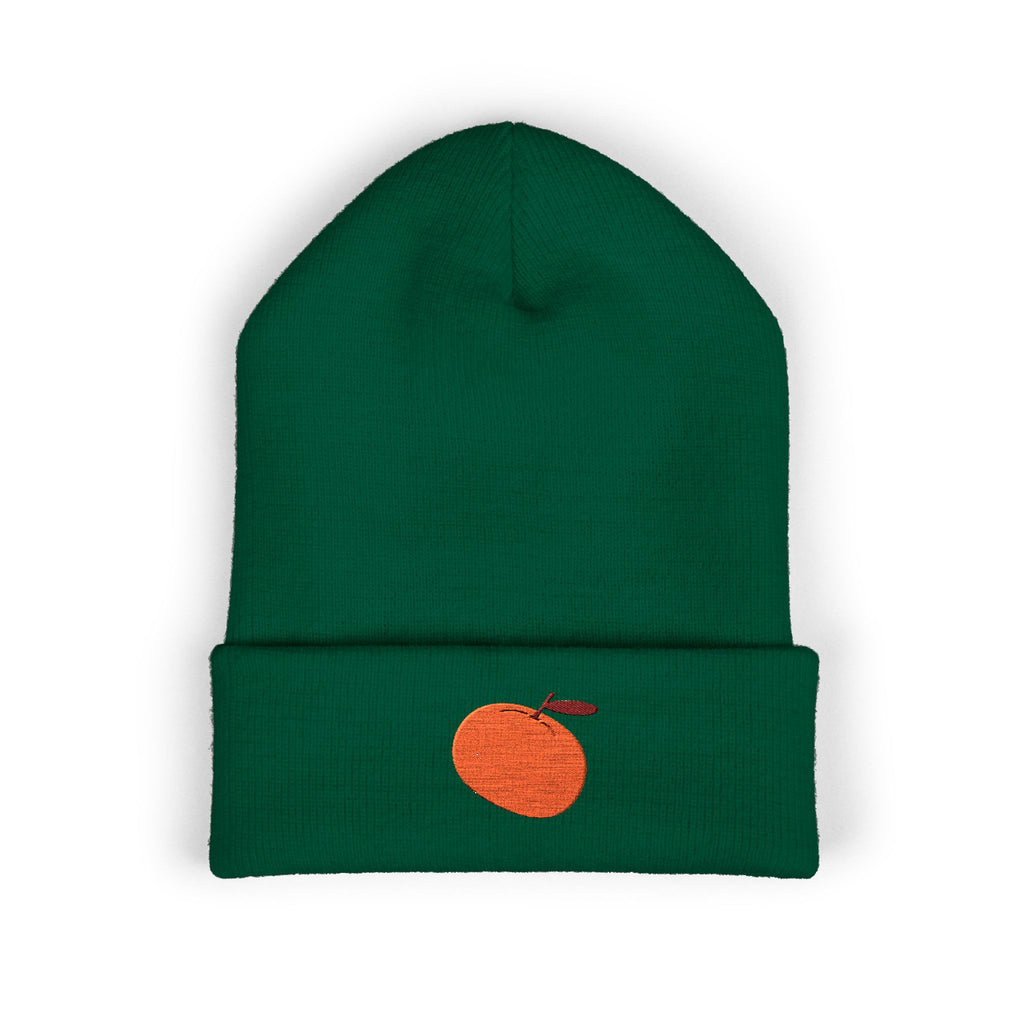 Clementine Embroidered Classic Cuffed Beanie with Orange Design - Cozy Winter Accessory