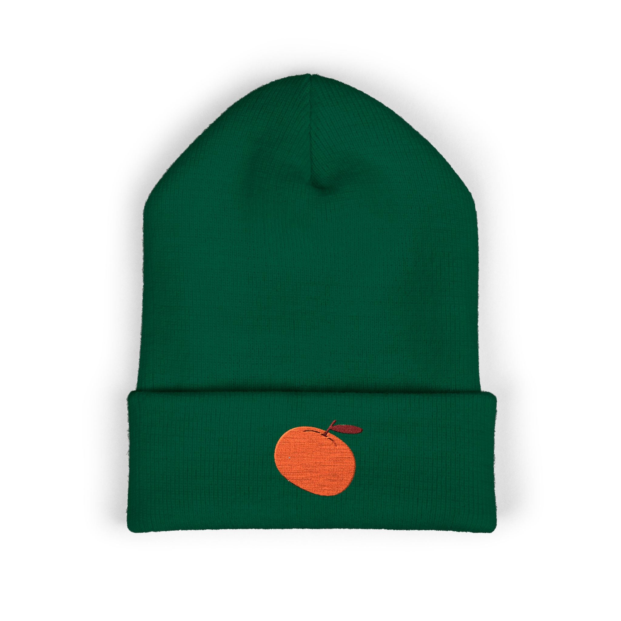 Clementine Embroidered Classic Cuffed Beanie with Orange Design - Cozy Winter Accessory
