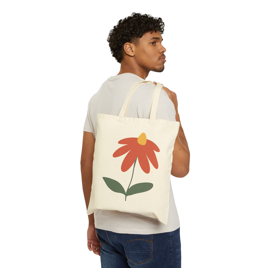 Beach Vibes Cotton Canvas Tote Bag - Floral and Seaside Design for Summer Adventures