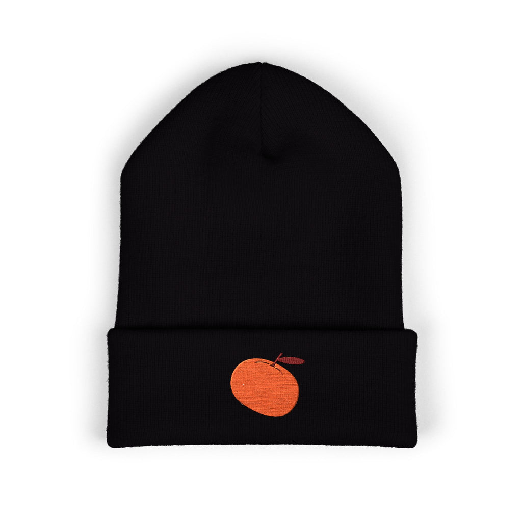 Clementine Embroidered Classic Cuffed Beanie with Orange Design - Cozy Winter Accessory