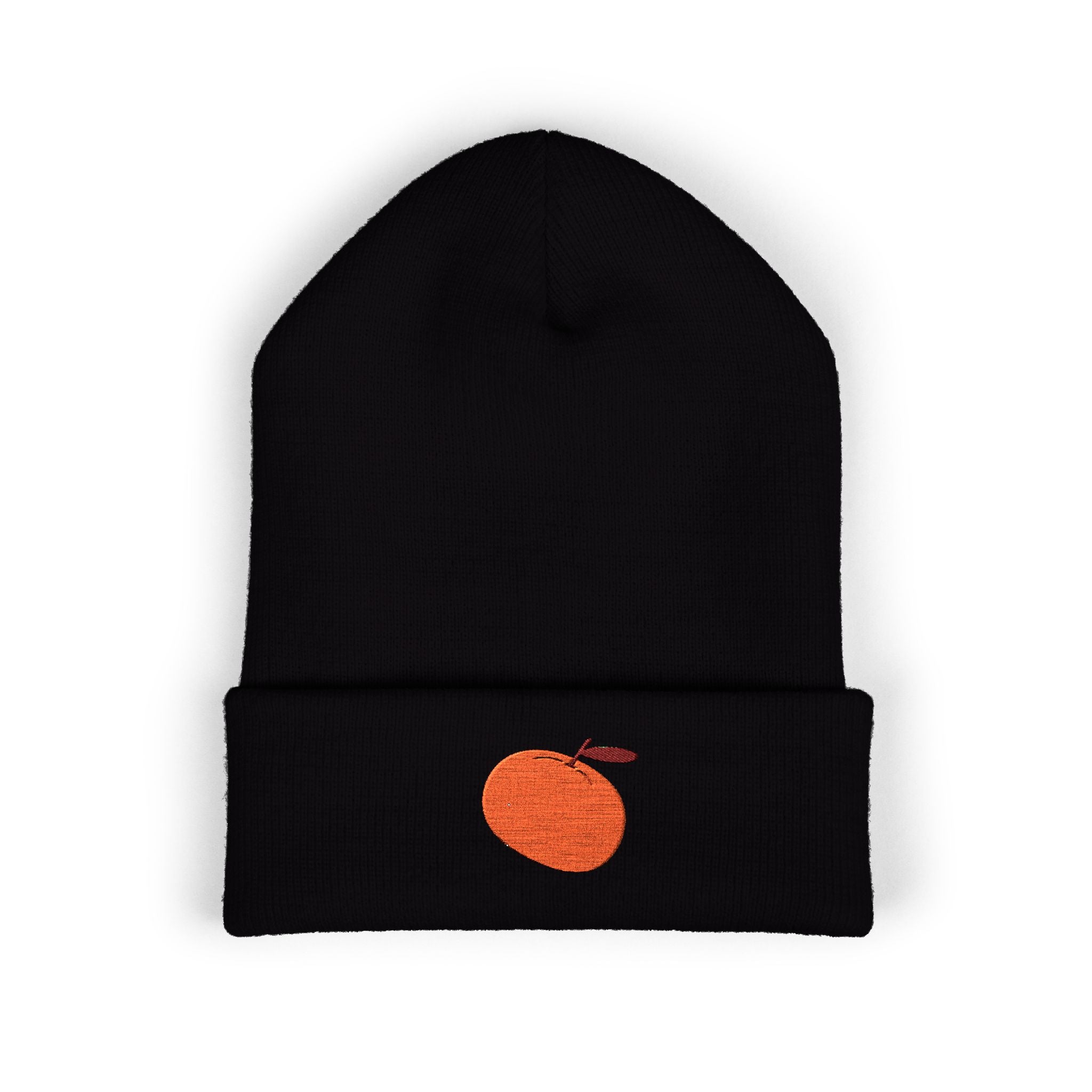 Clementine Embroidered Classic Cuffed Beanie with Orange Design - Cozy Winter Accessory