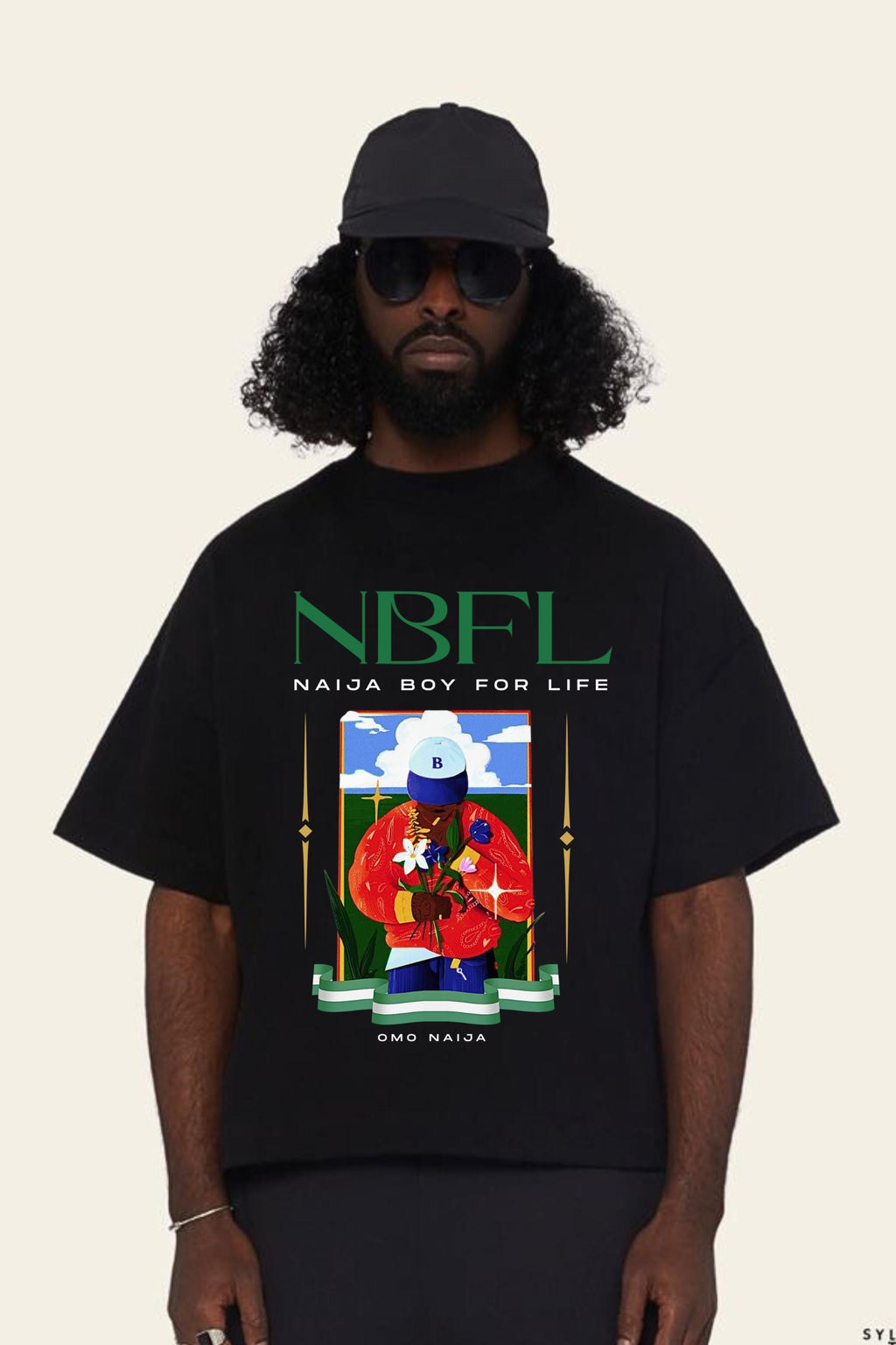 Omo Naija male black Classic Loose Boxy Tee