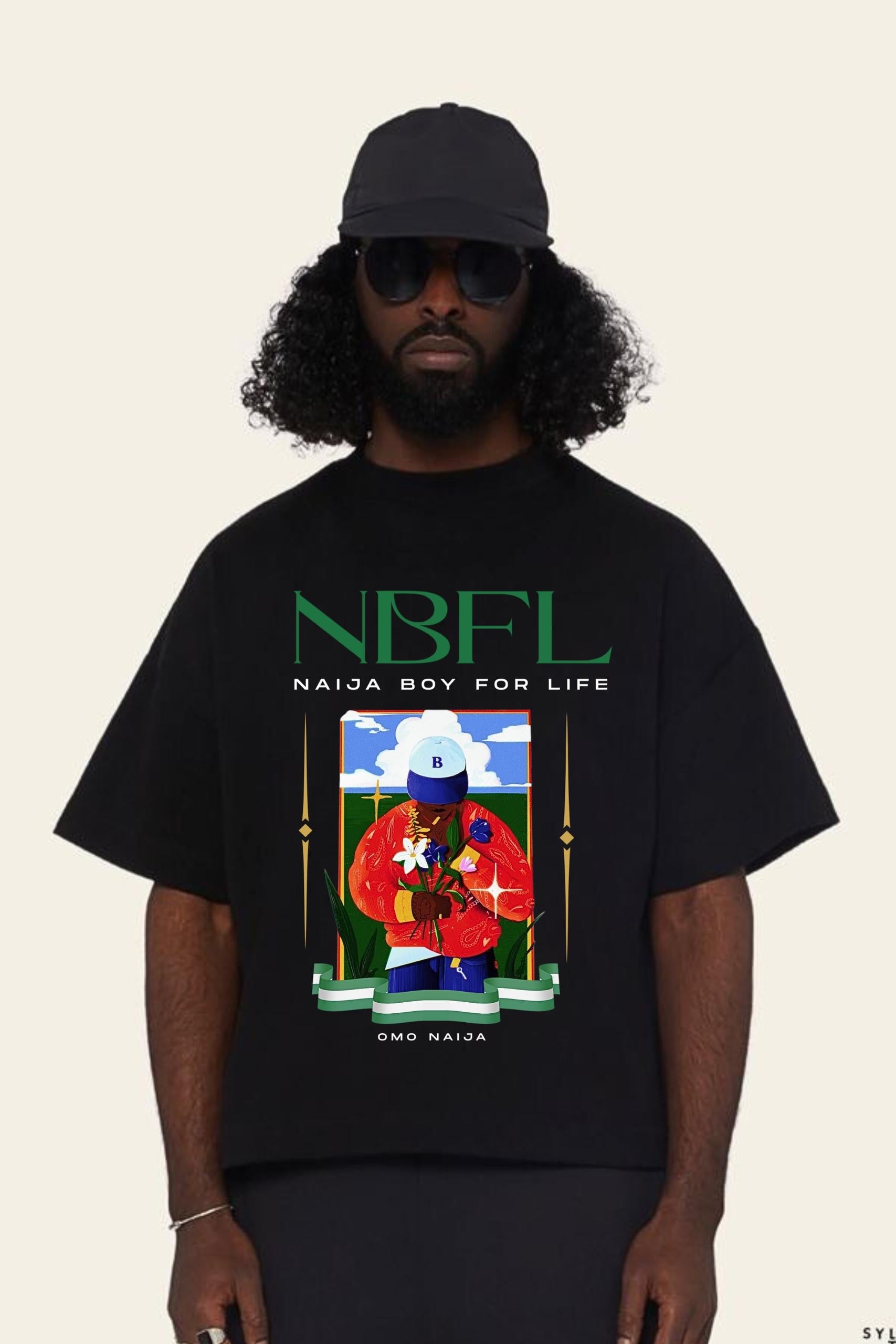 Omo Naija male black Classic Loose Boxy Tee