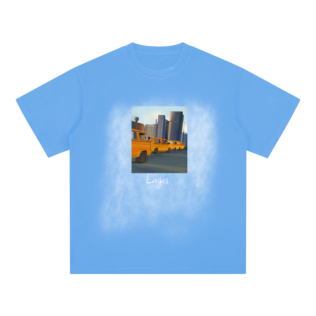 Lagos garage - Square Patch Monkey Washed Drop Shoulder T-Shirt