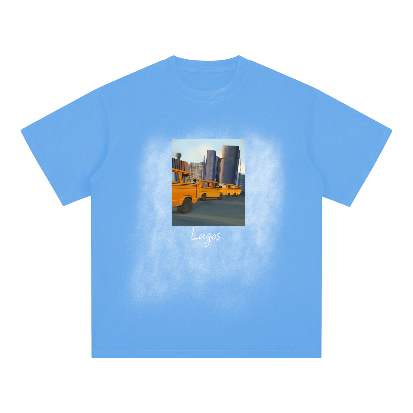 Lagos garage - Square Patch Monkey Washed Drop Shoulder T-Shirt