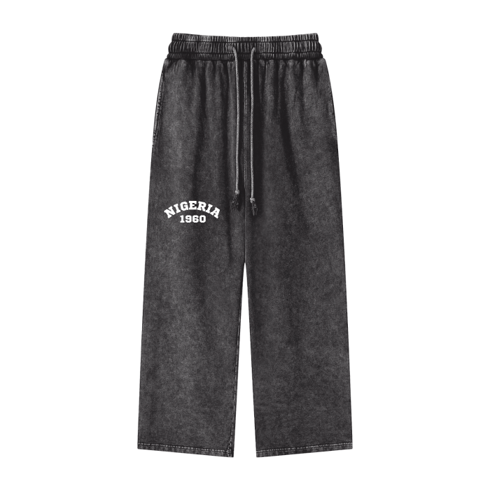 Nigeria 1960 Acid Wash Straight Leg Trousers