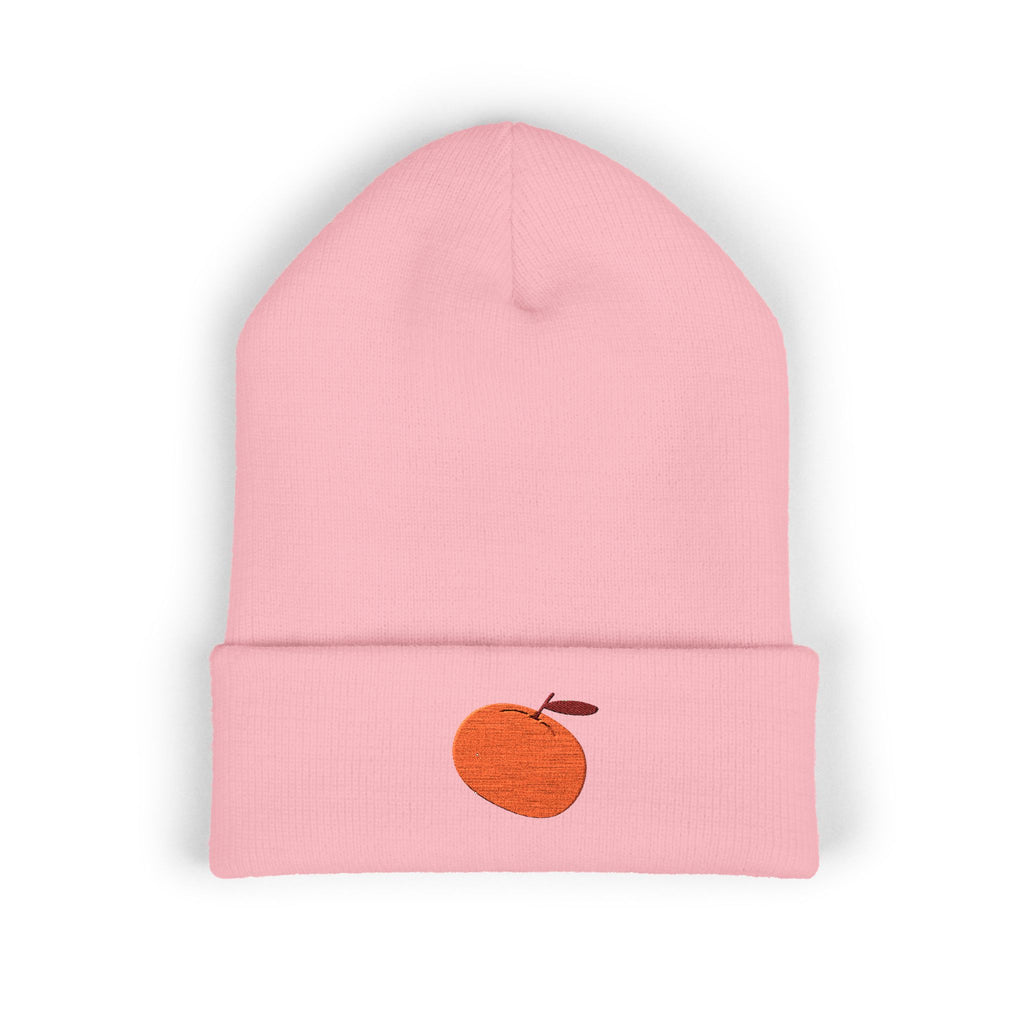 Clementine Embroidered Classic Cuffed Beanie with Orange Design - Cozy Winter Accessory