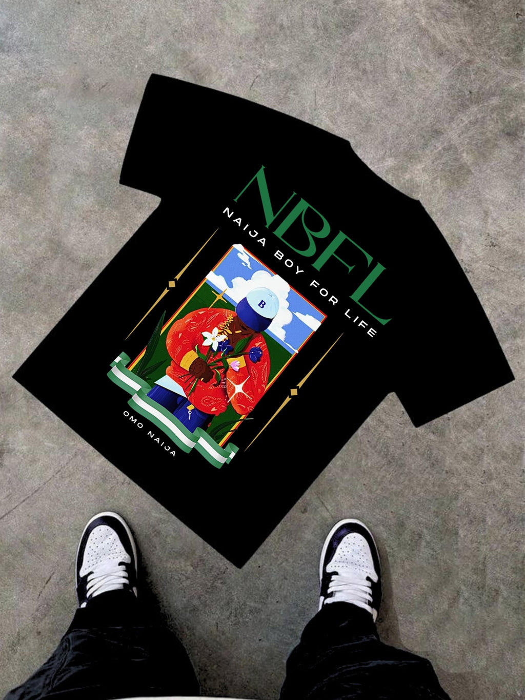 Omo Naija male black Classic Loose Boxy Tee