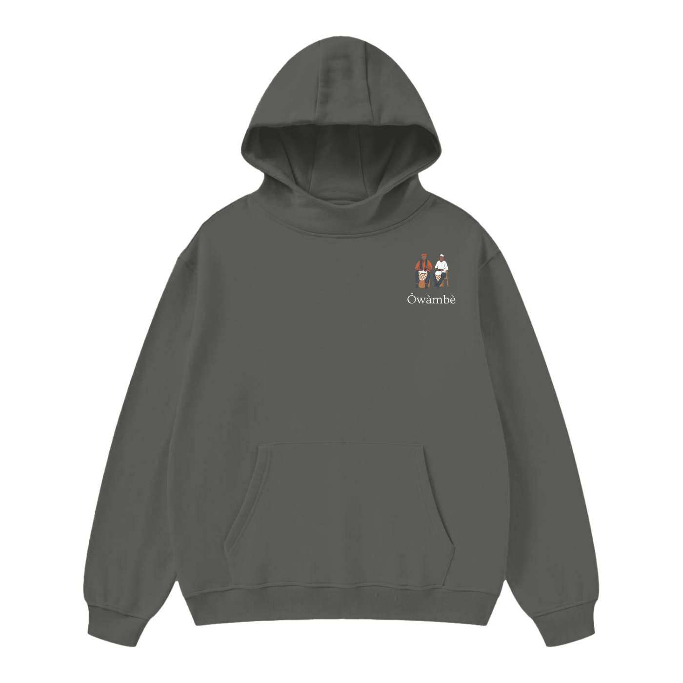 ÓWÀMBÈ High Neck Insulated FOG Solid Color Fleece Hoodie - 385 GSM