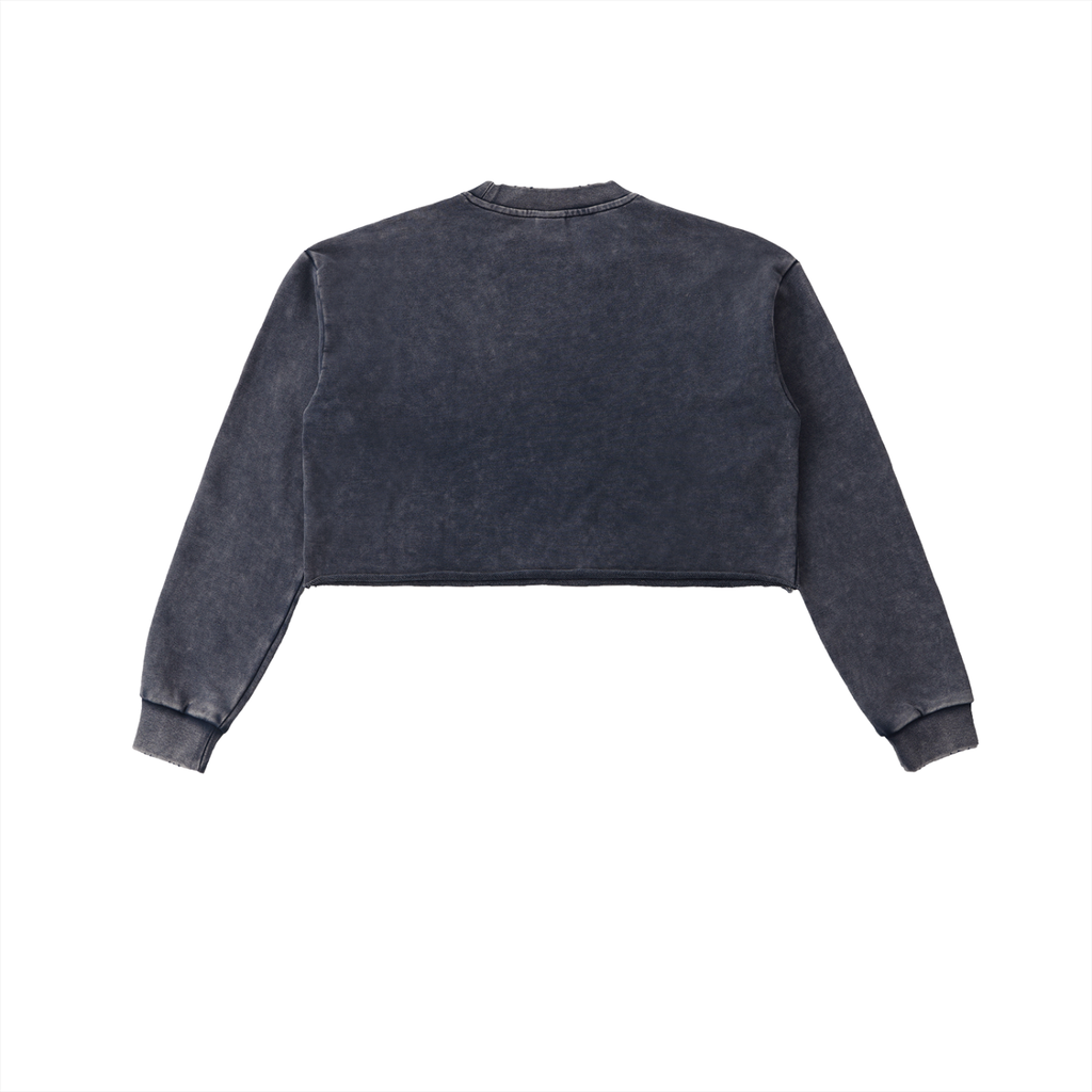 It's ok Snow Washed Raw Edge Cropped Sweatshirt