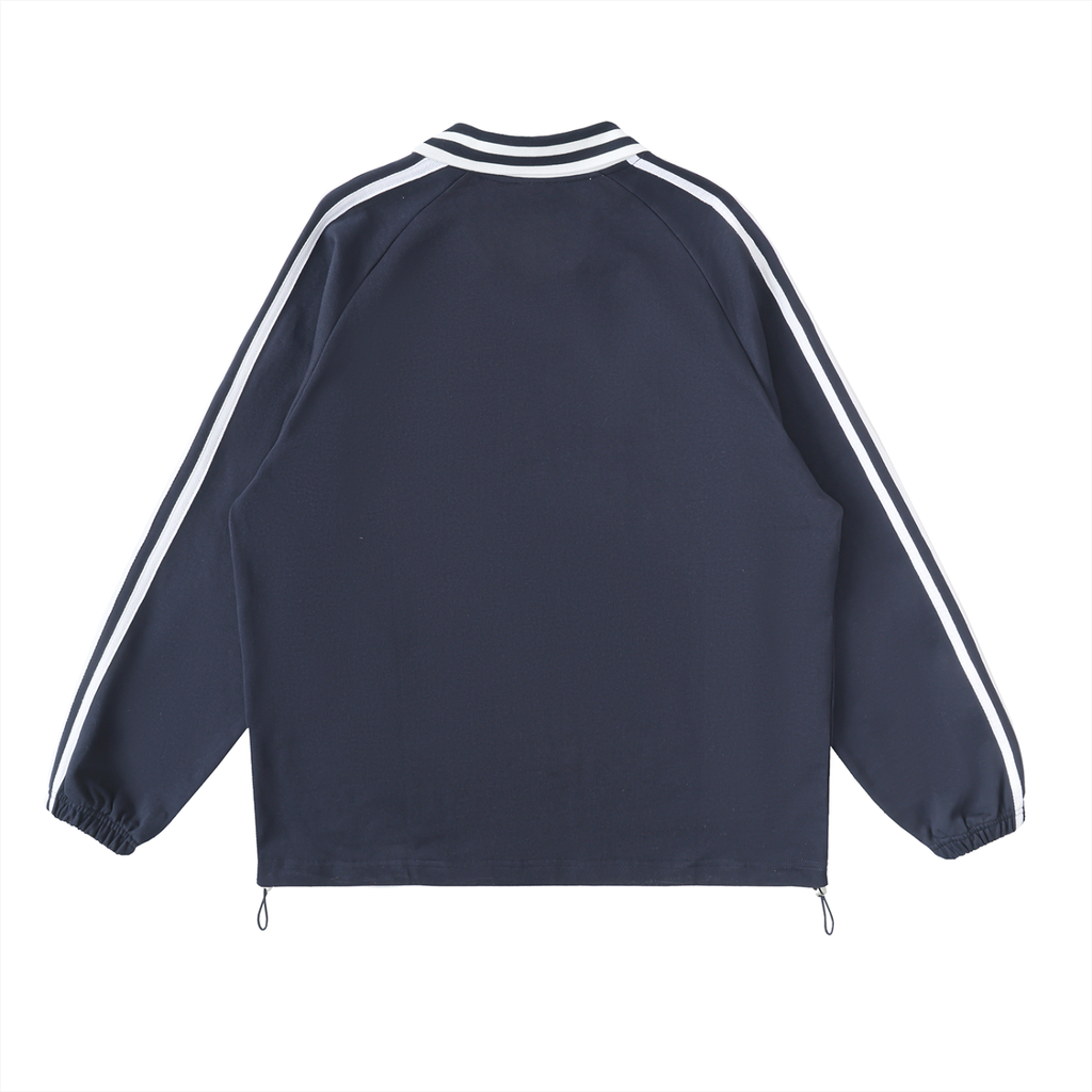 BLANK Contrast Striped Lapel Collar Sweatshirt