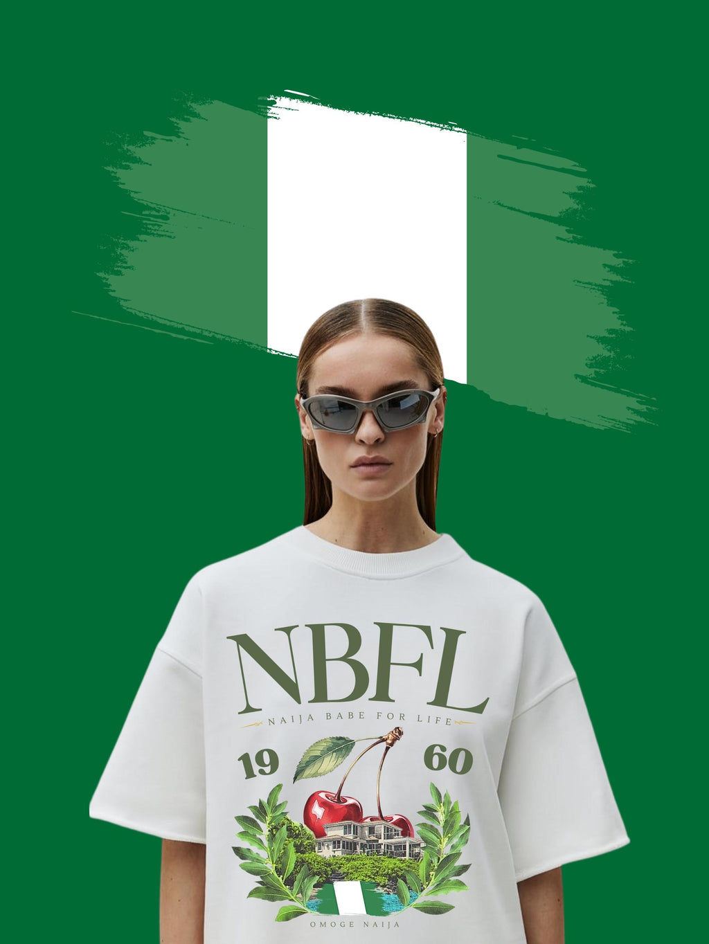 Omo Naija female white Classic Loose Boxy Tee