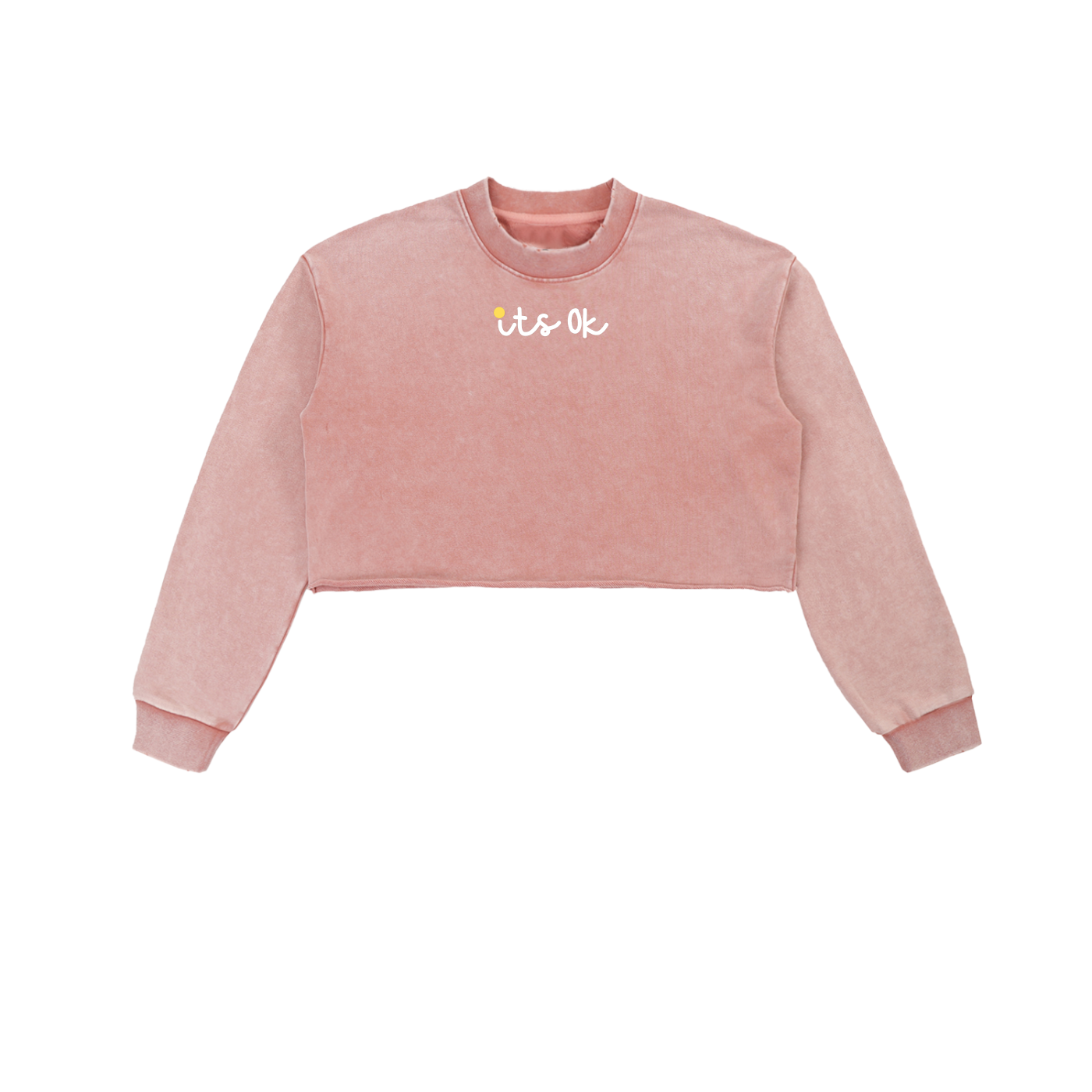 It's ok Snow Washed Raw Edge Cropped Sweatshirt