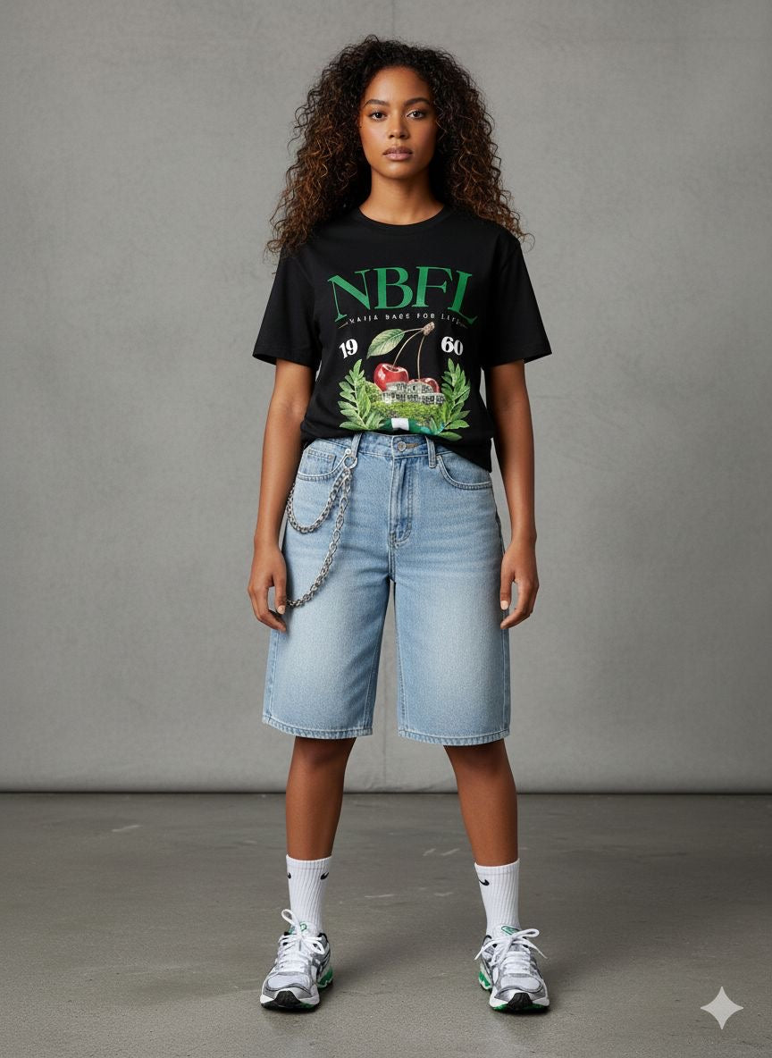 Omo Naija female black Classic Loose Boxy Tee