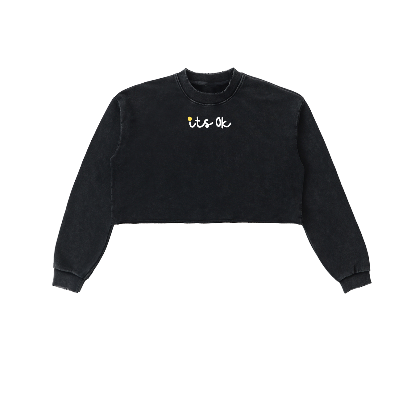 It's ok Snow Washed Raw Edge Cropped Sweatshirt