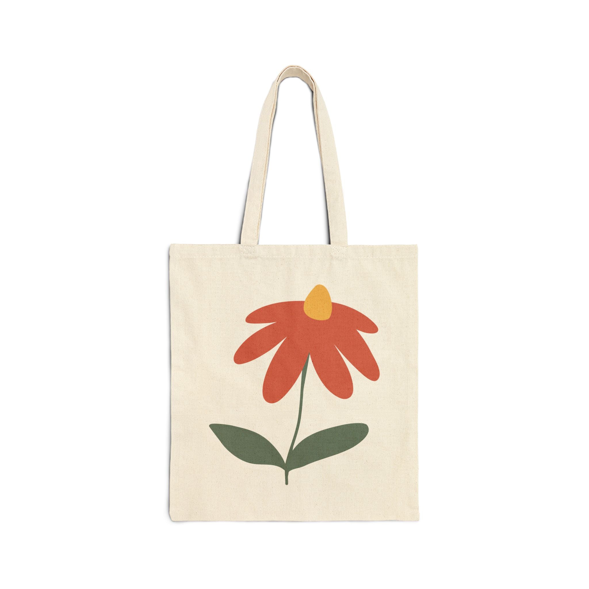 Beach Vibes Cotton Canvas Tote Bag - Floral and Seaside Design for Summer Adventures