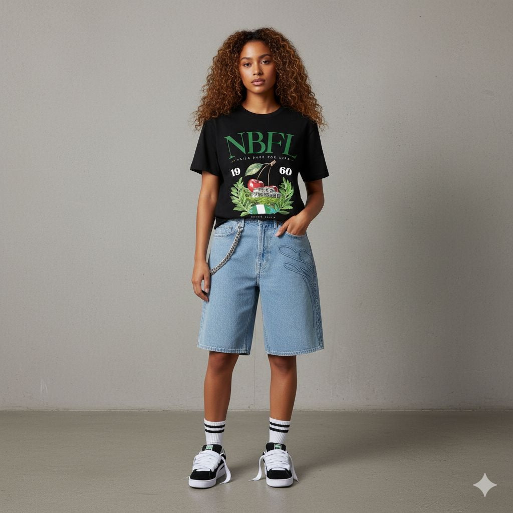 Omo Naija female black Classic Loose Boxy Tee