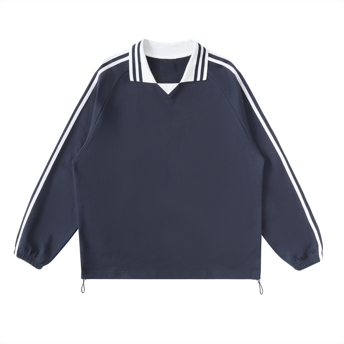 BLANK Contrast Striped Lapel Collar Sweatshirt