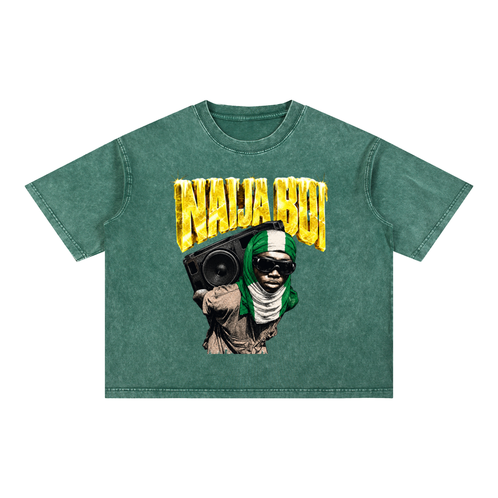 Naija Boi Mineral Wash Boxy Cotton T-Shirt