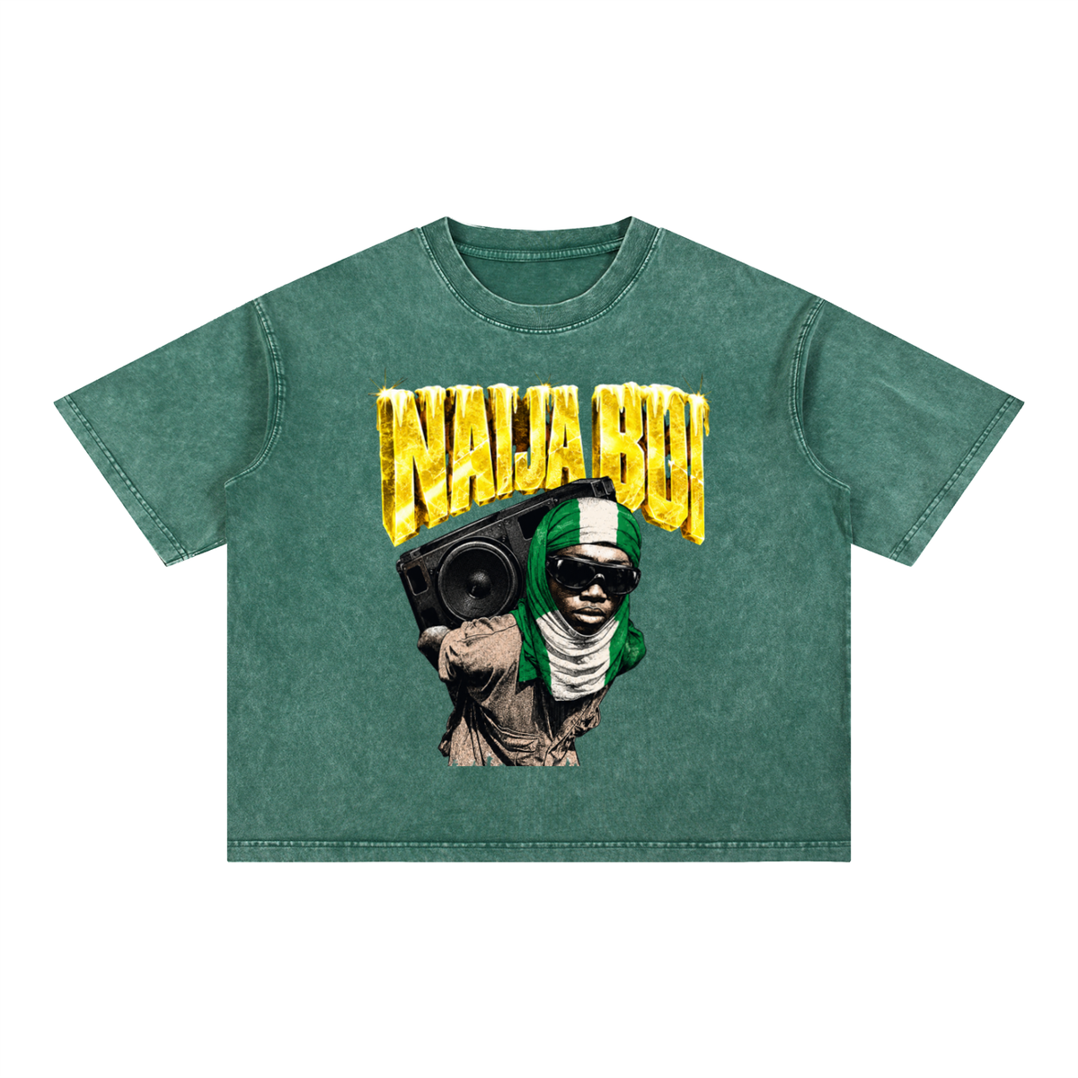 Naija Boi Mineral Wash Boxy Cotton T-Shirt