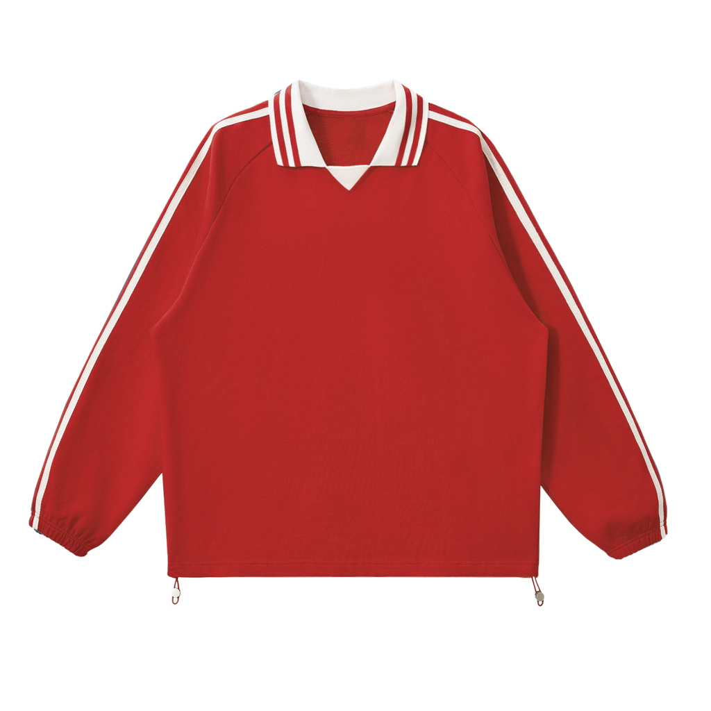 BLANK Contrast Striped Lapel Collar Sweatshirt