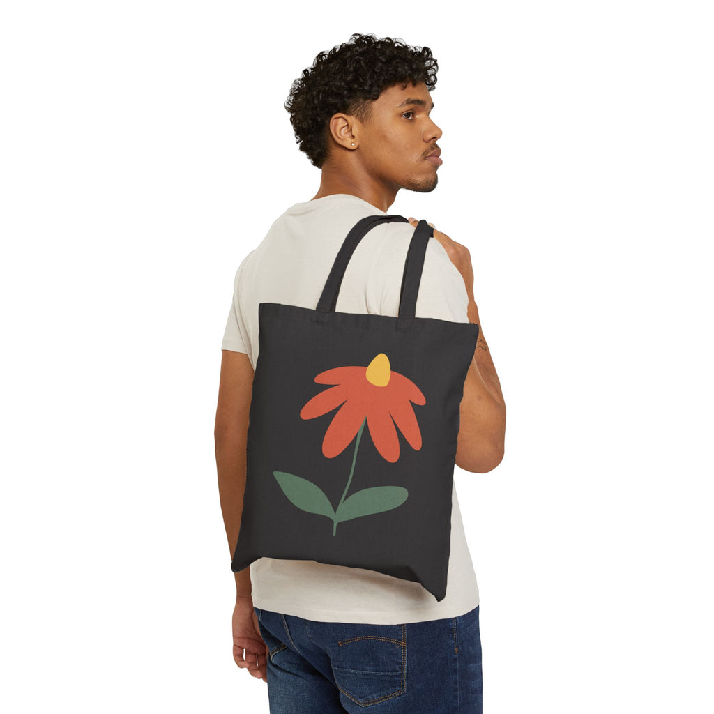 Beach Vibes Cotton Canvas Tote Bag - Floral and Seaside Design for Summer Adventures