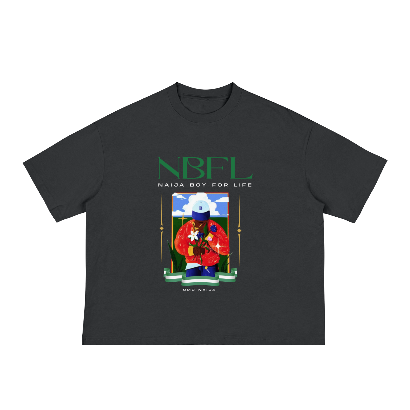 Omo Naija male black Classic Loose Boxy Tee