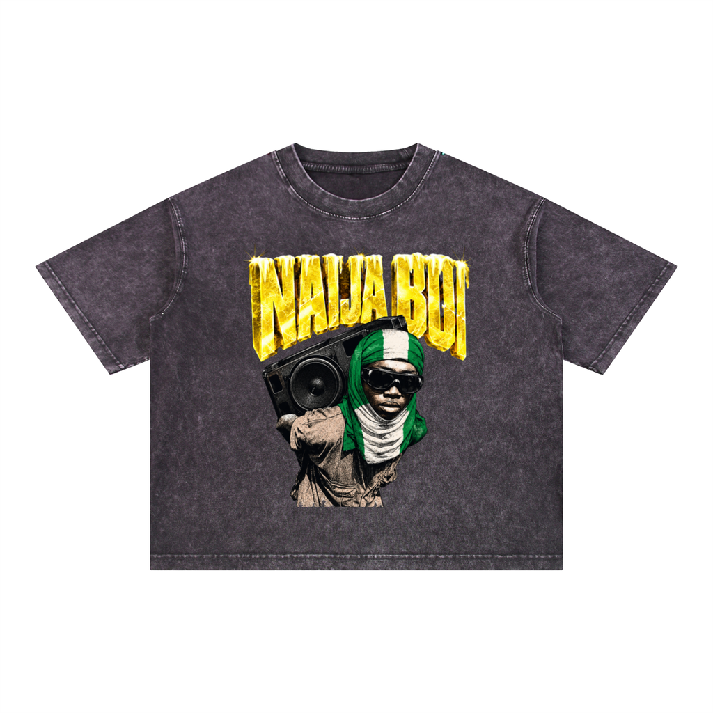 Naija Boi Mineral Wash Boxy Cotton T-Shirt