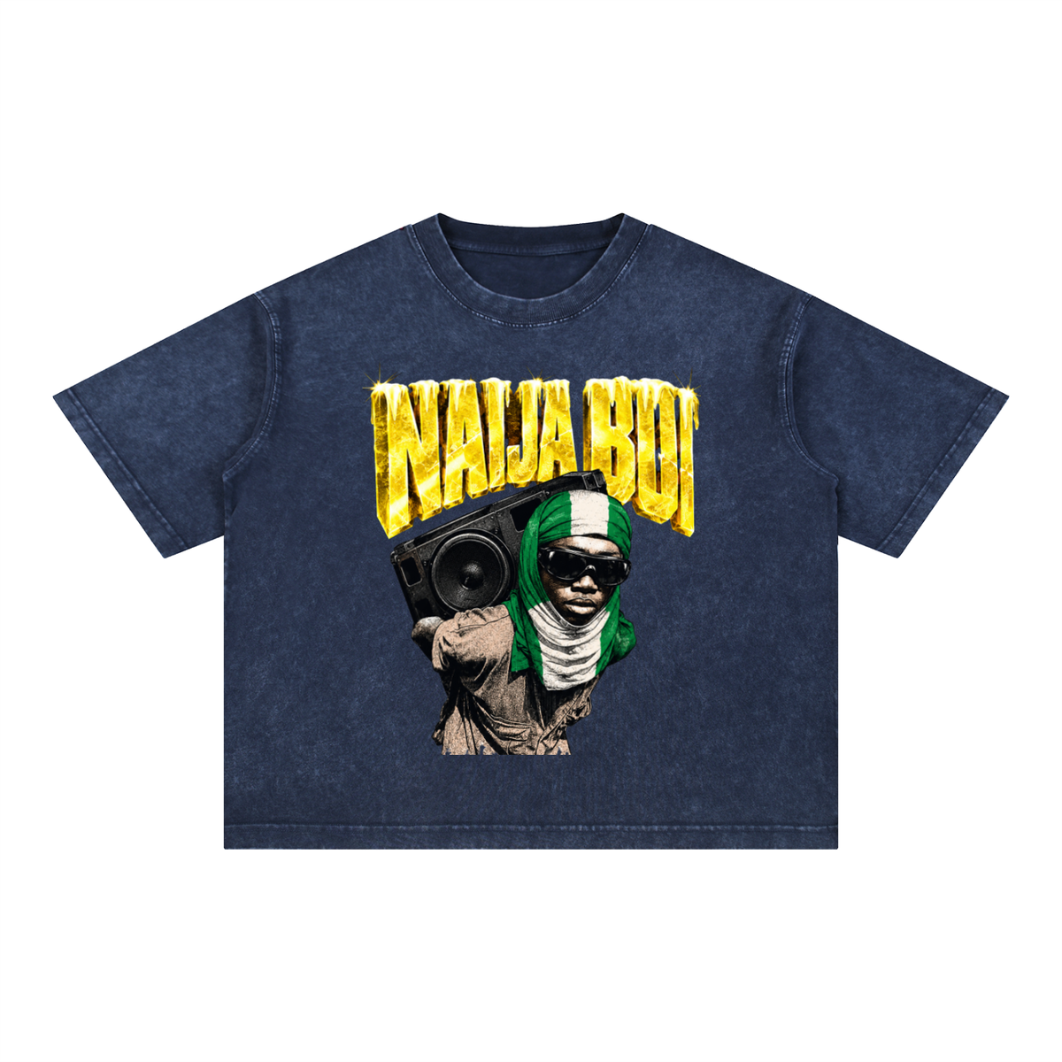 Naija Boi Mineral Wash Boxy Cotton T-Shirt