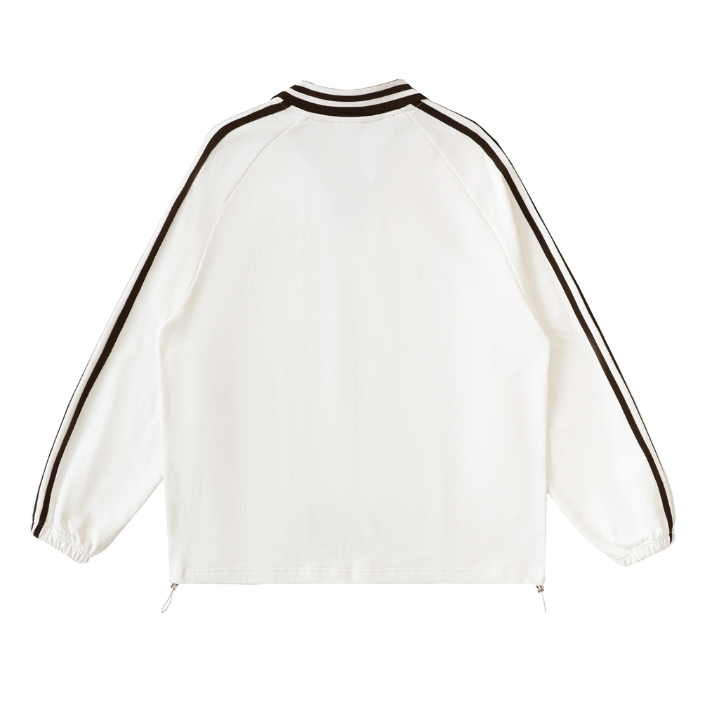BLANK Contrast Striped Lapel Collar Sweatshirt