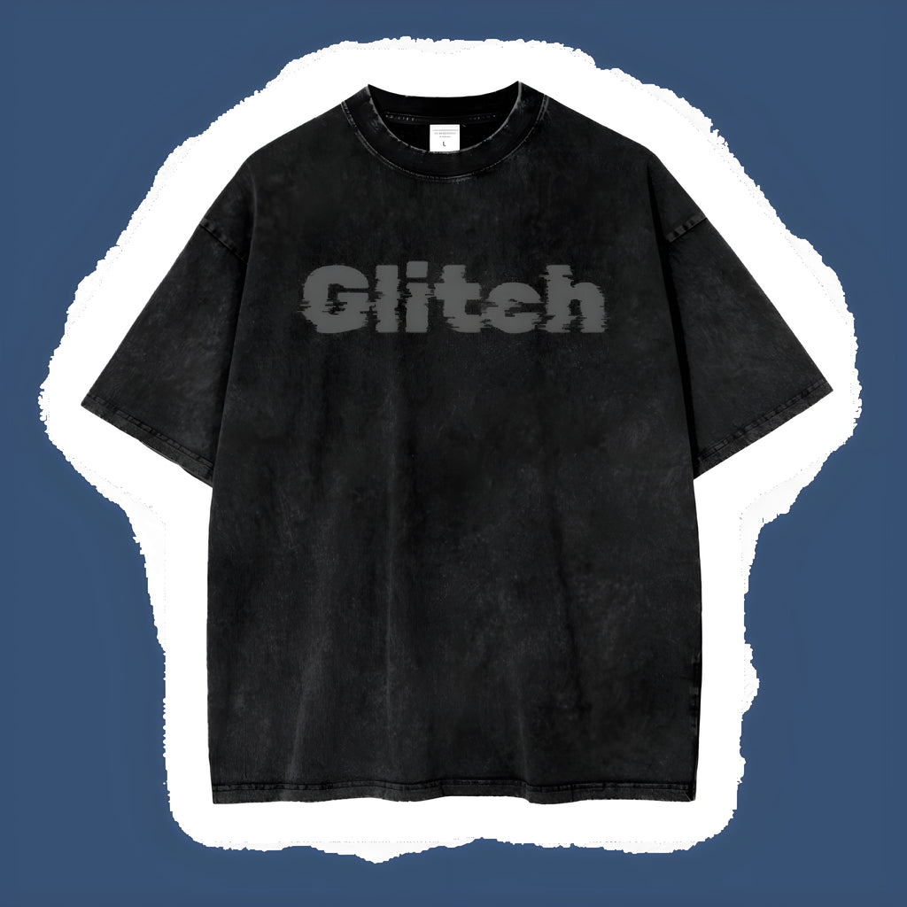 Glitch Acid Wash Oversize T-Shirt