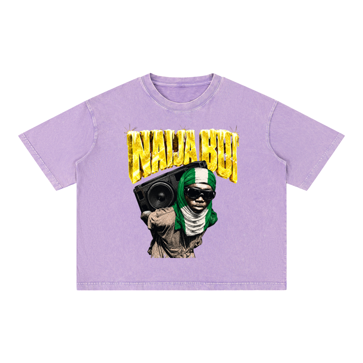 Naija Boi Mineral Wash Boxy Cotton T-Shirt