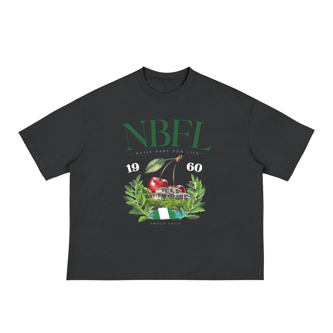 Omo Naija female black Classic Loose Boxy Tee