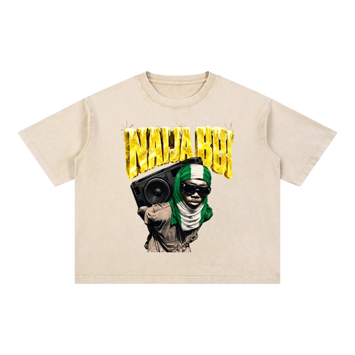 Naija Boi Mineral Wash Boxy Cotton T-Shirt