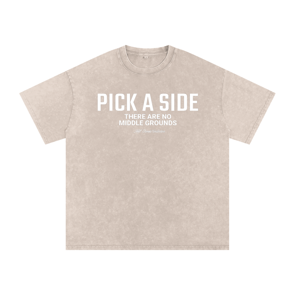 PICK A SIDE Acid Wash Oversize T-Shirt