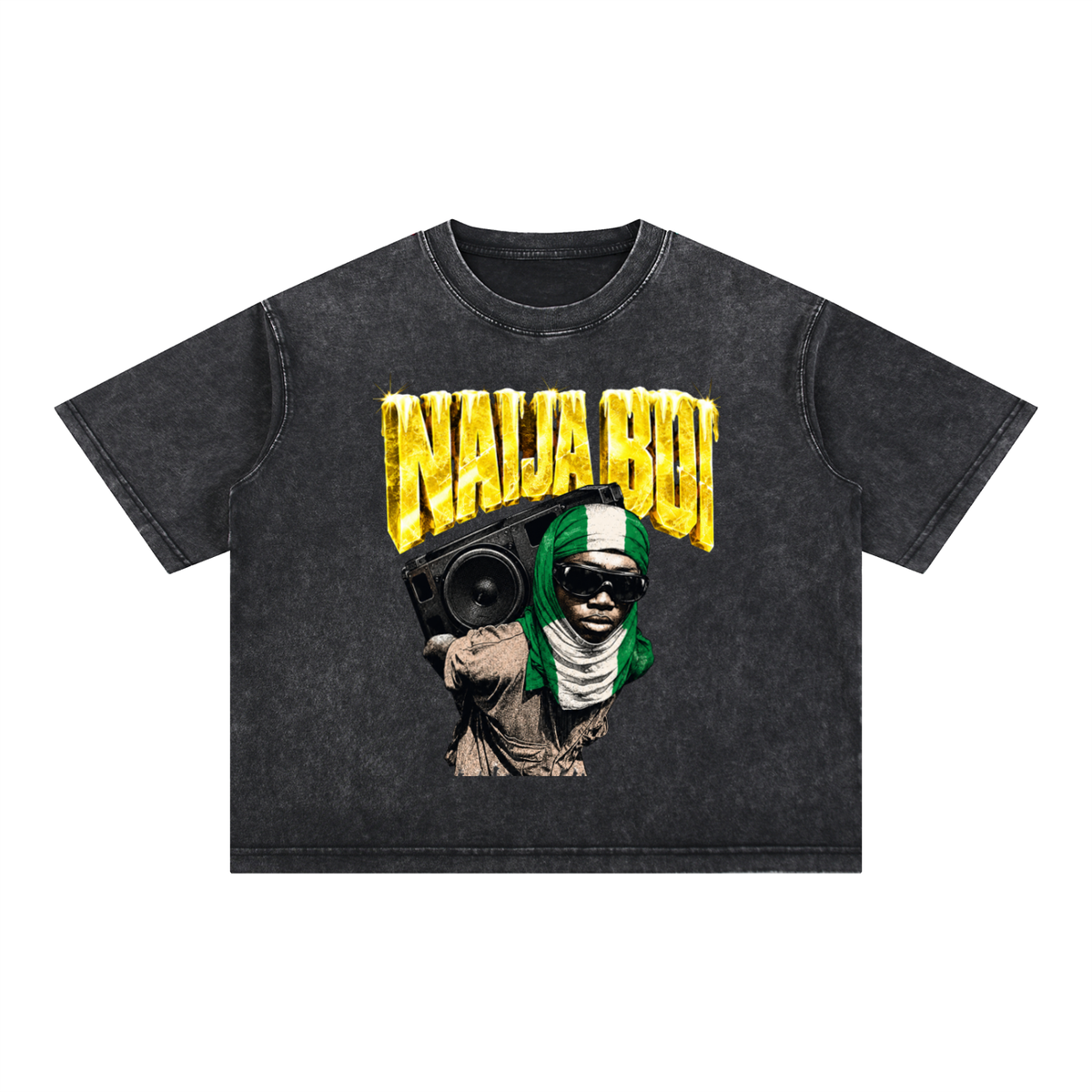 Naija Boi Mineral Wash Boxy Cotton T-Shirt