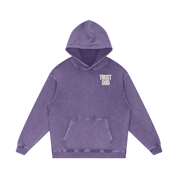 Trust God Acid Wash Oversize Hoodie