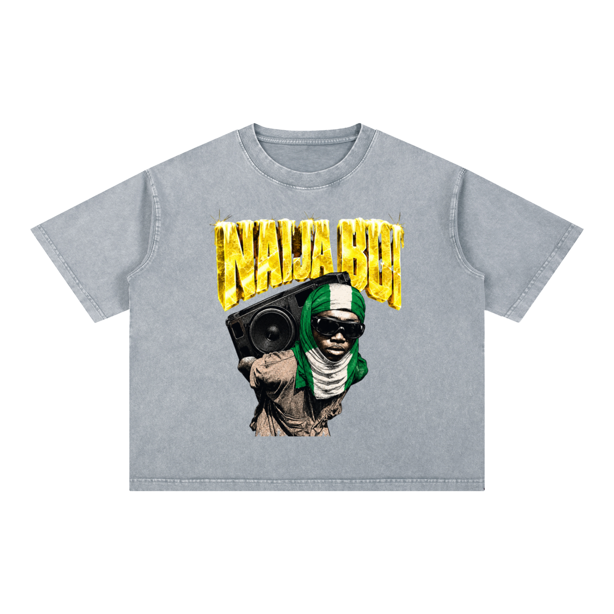 Naija Boi Mineral Wash Boxy Cotton T-Shirt