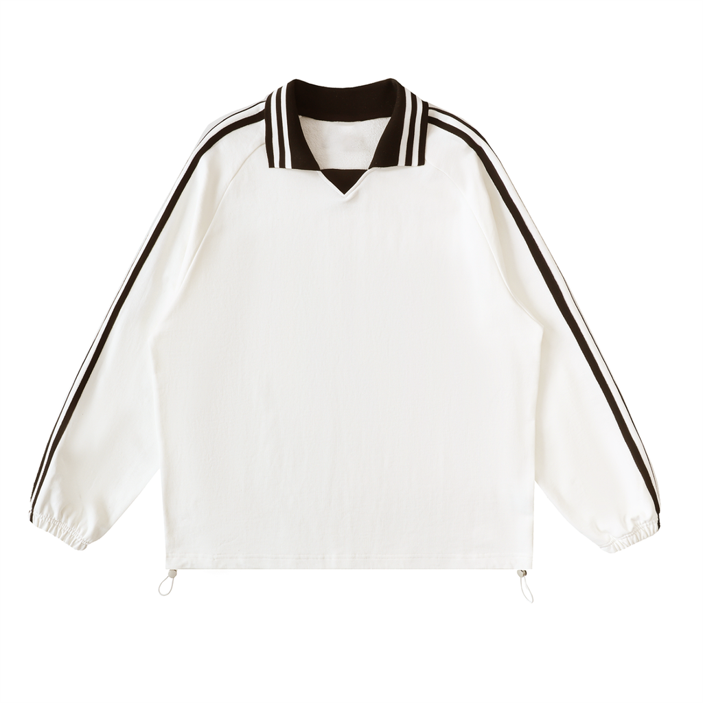 BLANK Contrast Striped Lapel Collar Sweatshirt