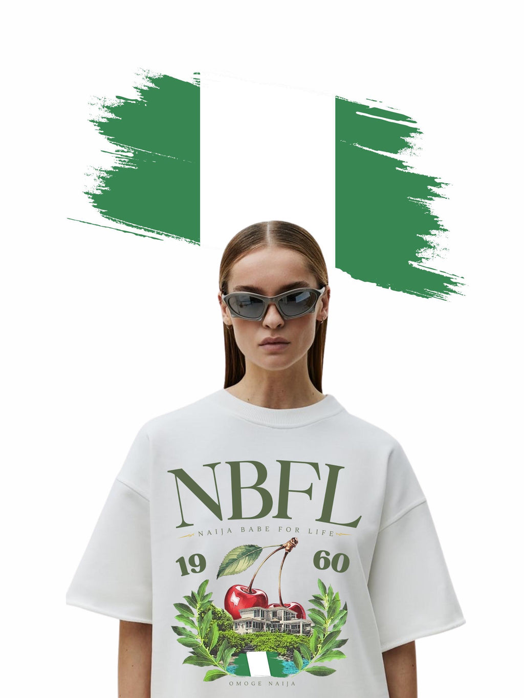 Omo Naija female white Classic Loose Boxy Tee