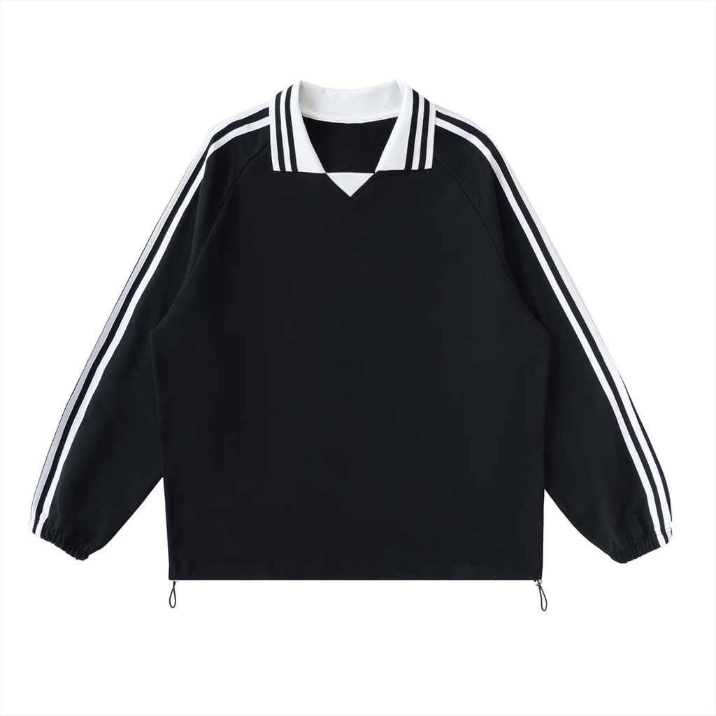 BLANK Contrast Striped Lapel Collar Sweatshirt
