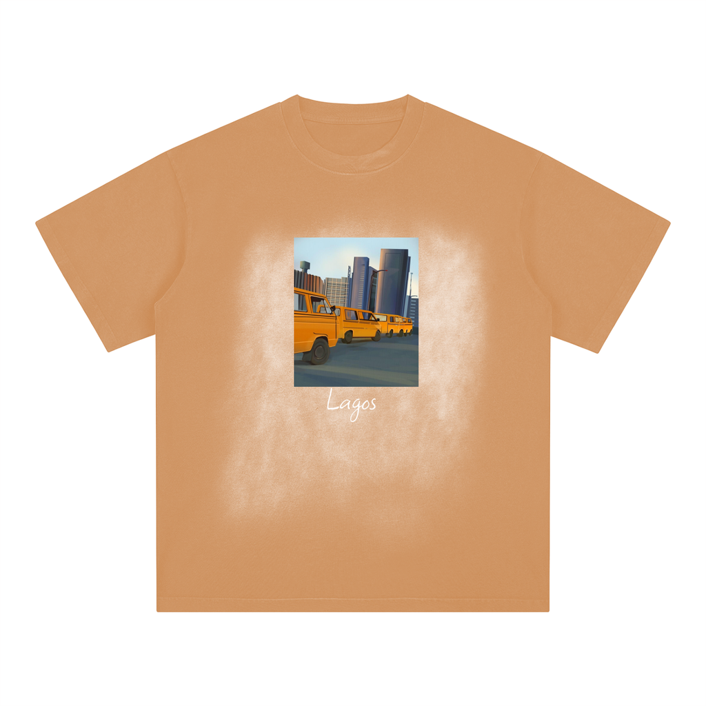 Lagos garage - Square Patch Monkey Washed Drop Shoulder T-Shirt