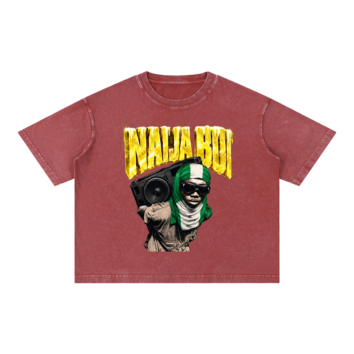Naija Boi Mineral Wash Boxy Cotton T-Shirt